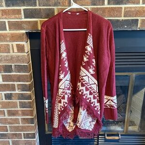 2 for $5 Elegant Burgundy Patterned Cardigan